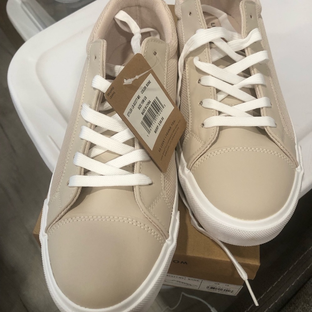 Lucky Brand Scott Mens Sneakers Bone Mesh Lace Up Low Top Shoes LB-SCOTT-MS 10